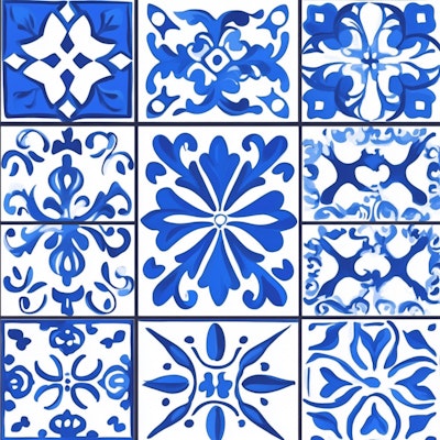 #Art Mediterranean Blue Tile Pattern – Vintage Ceramic Style