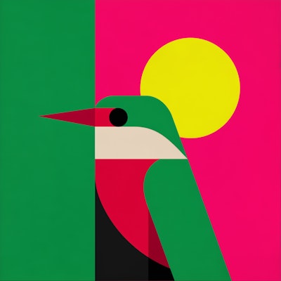 #Art Modern Geometric Bird Art – Colorful Minimalist