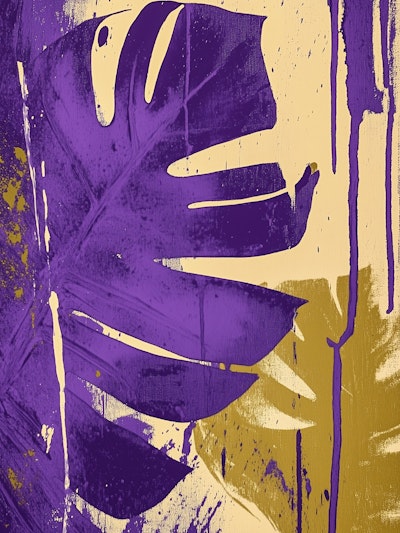 #Art Tropical Monstera in Purple and Mustard Expression